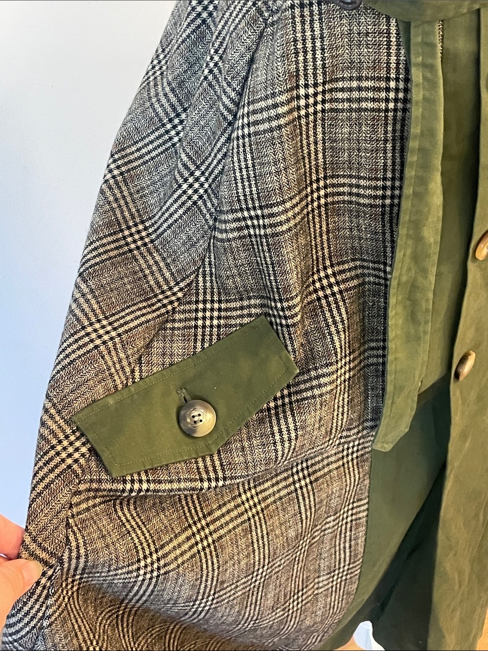 Olive Green Plaid Panel Midi Skirt - VINTAGE AMERI - Picture 4 of 9